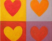 Valentine's Day Painting . "Four Hearts" 12x12in.