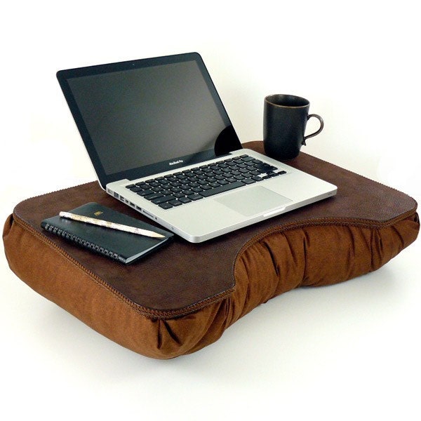 Large Brown Faux Leather Laptop Lap Desk
