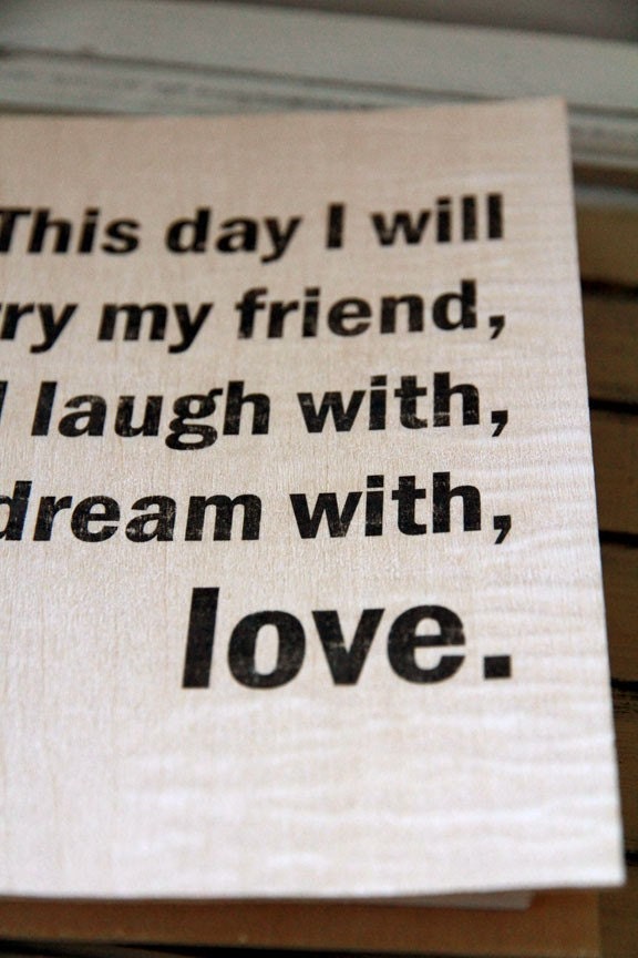Wooden Guest book / Album / Notebook (9" x 6") - This day I will marry my friend...