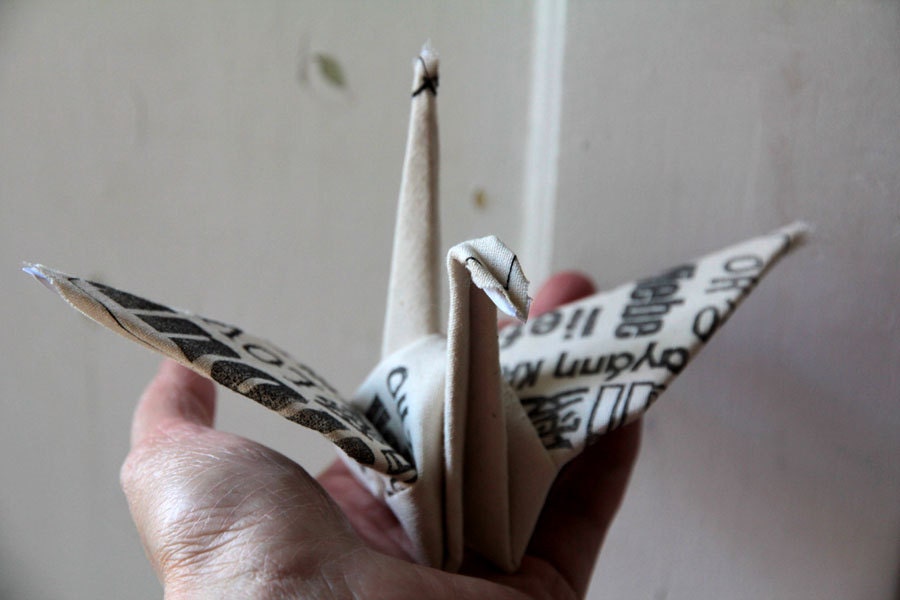 Fabric Origami Crane - LOVE in 12 languages
