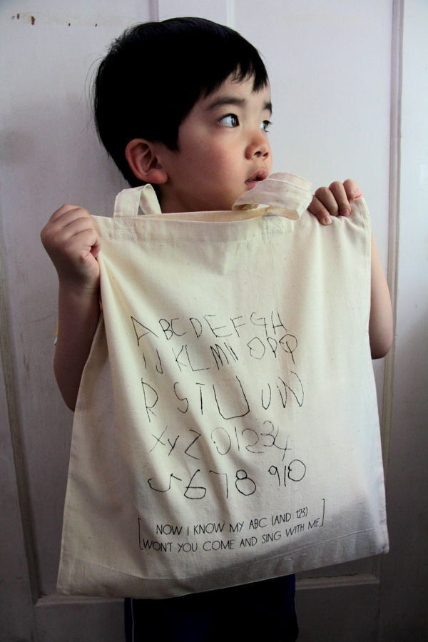 Cotton gift/tote bag - Quote Tote - Now I know my ABC and 123