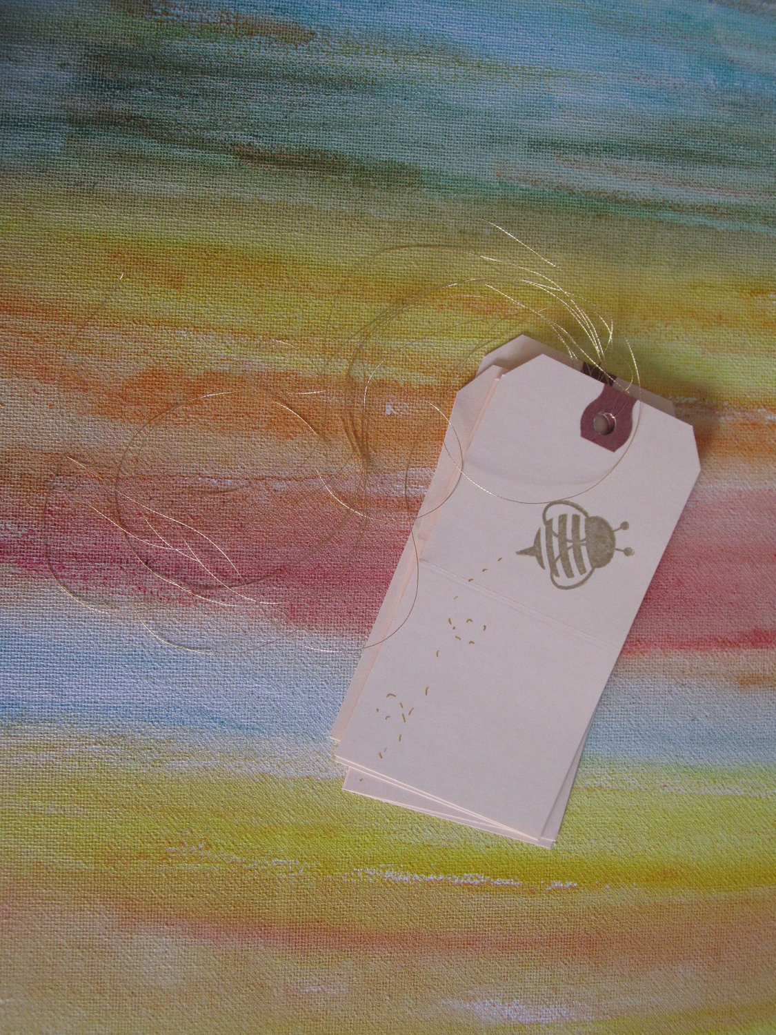 Bees Knees -- set of 5 manilla gift tags with golden bumble bees
