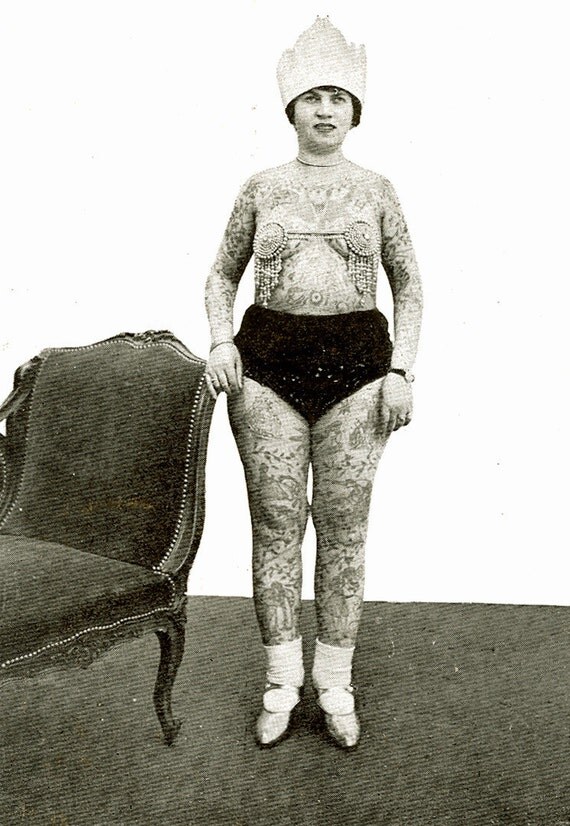 Tattooed Lady Maud Arizona Suleika The Tattooed Wonder Vintage Postcard