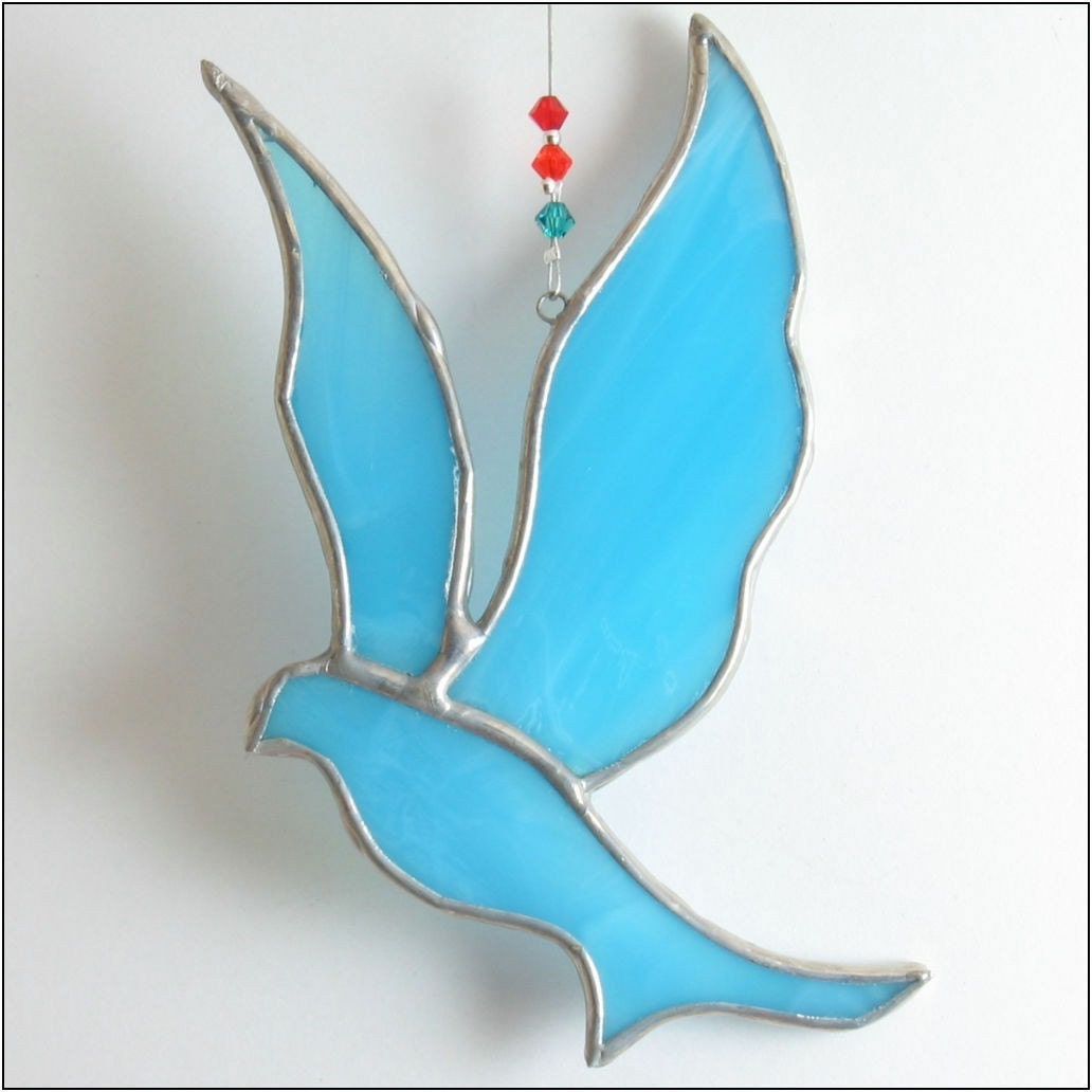 FREE POSTAGE - Stained glass Dove ornament - choose one of five colors