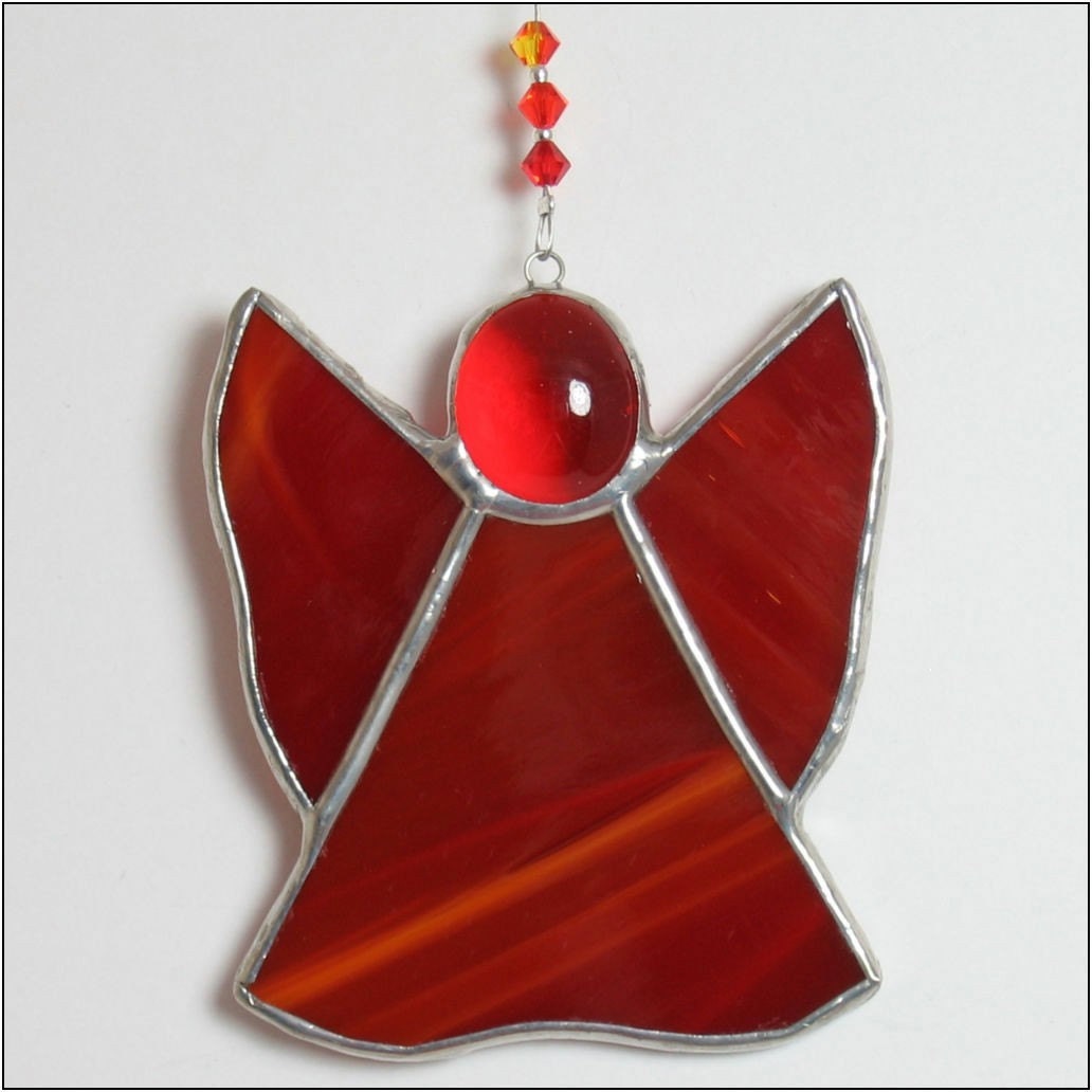 Little stained glass Guardian Angel christmas ornament