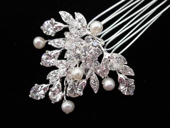 Bridal Haircomb, Wedding Hair Accessory, Bridal Hairpin, Crystal and Freshwater Pearl Haircomb