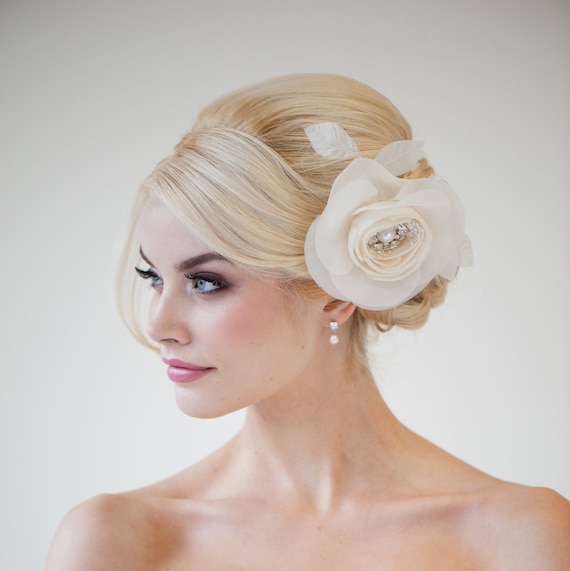 Wedding Hair Accessory, Silk Flower Hair Comb, Bridal Hair Flower, Bridal Head Piece, Fascinator - DANICA