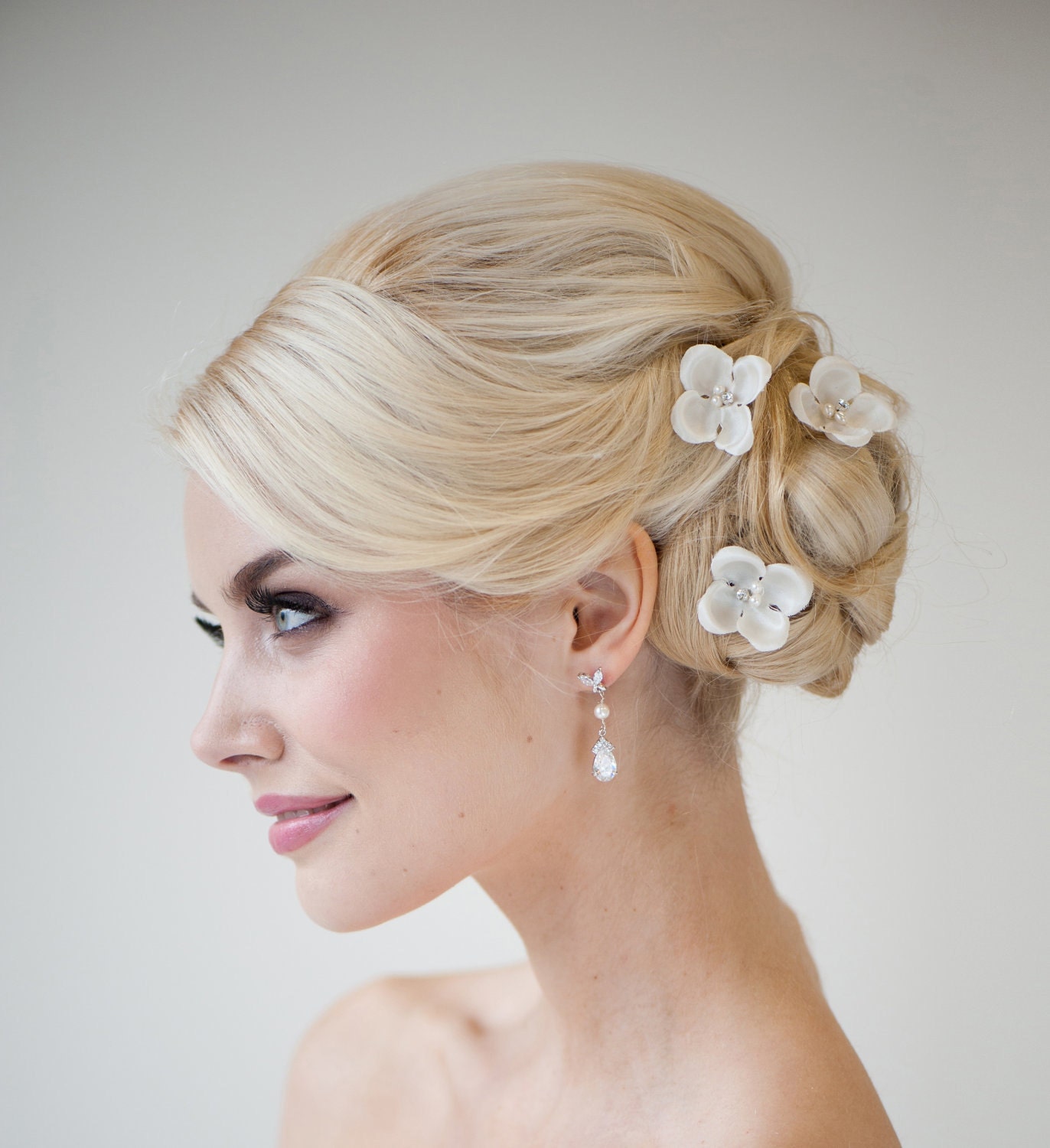 Silk Flower Hairpins, Bridal Hairpins, Wedding Hairpins, Bridal Flower Hair Accessories, Wedding Hair Accessory - Adele