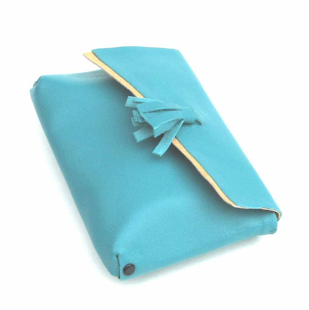 Olympian Blue Turquoise Tassel Wallet Cosmetic Case Handmade ON SALE