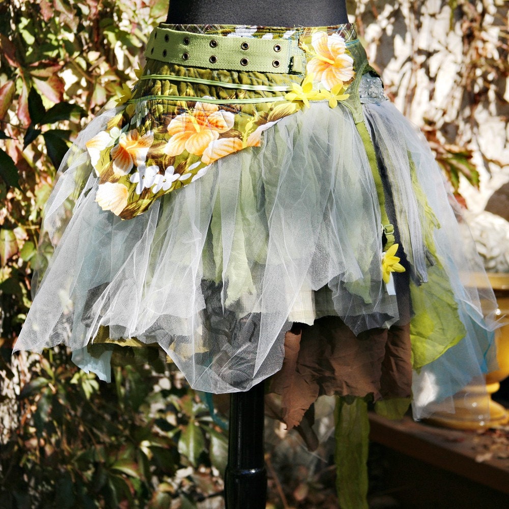 RESREVED upcycled tattered skirt . grenada fog