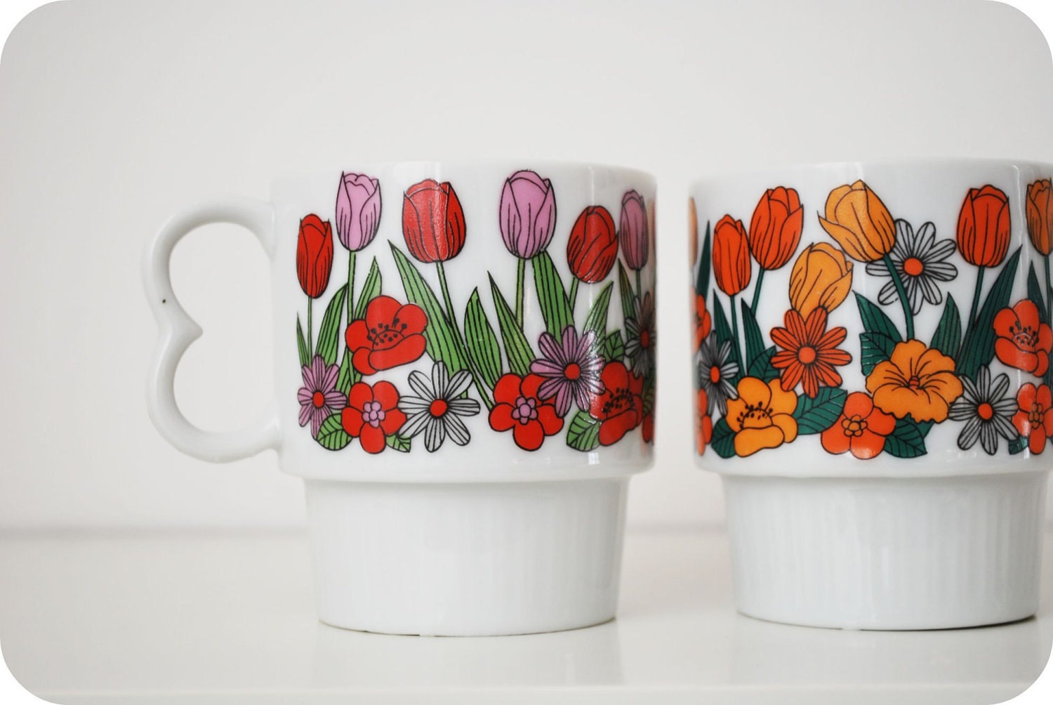 vintage / / STACKING CUPS / / japan mugs