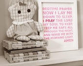 Little Girls Pink and Red Bedtime Prayer Typography Print