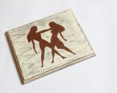 Gemini June birthday Zodiac sign primitive wooden nameplate
