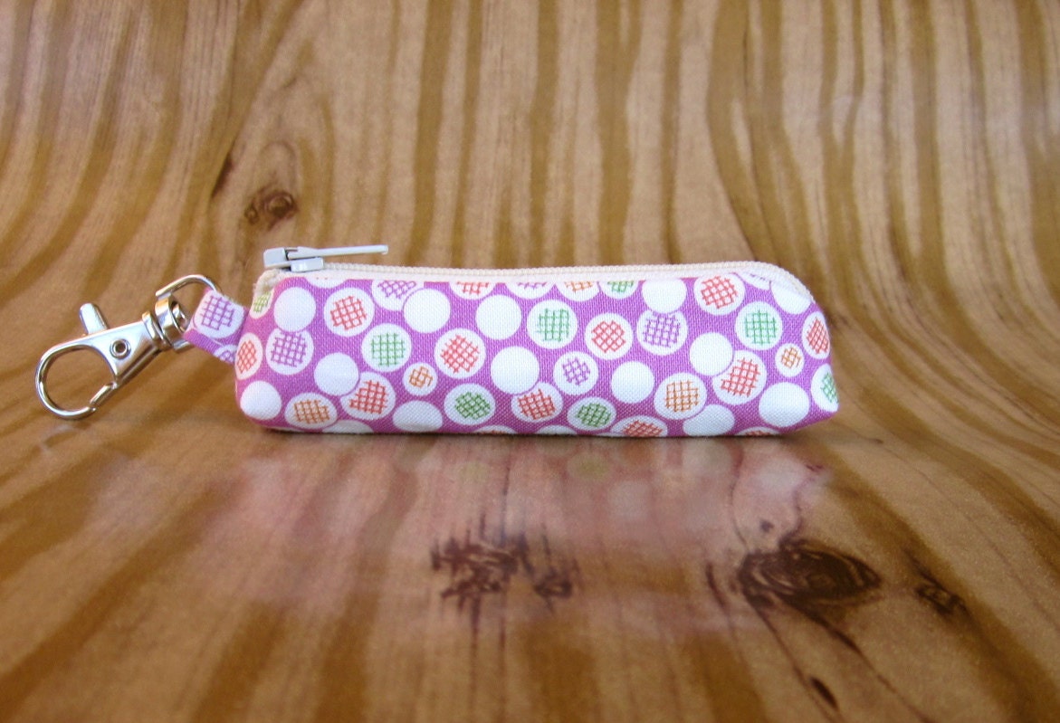 Lip Balm Holder - Clip for Key Ring or Bag - Retro Polka Dot