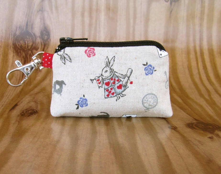Tiny Little Coin Purse - Alice in Wonderland  Rabbit - Japanese Fabric