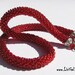 Silver Red Crocheted Necklace