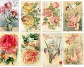 Vintage Valentine Postcards Flower Children and Fairies Digital Collage Sheet C-109 Shabby Roses