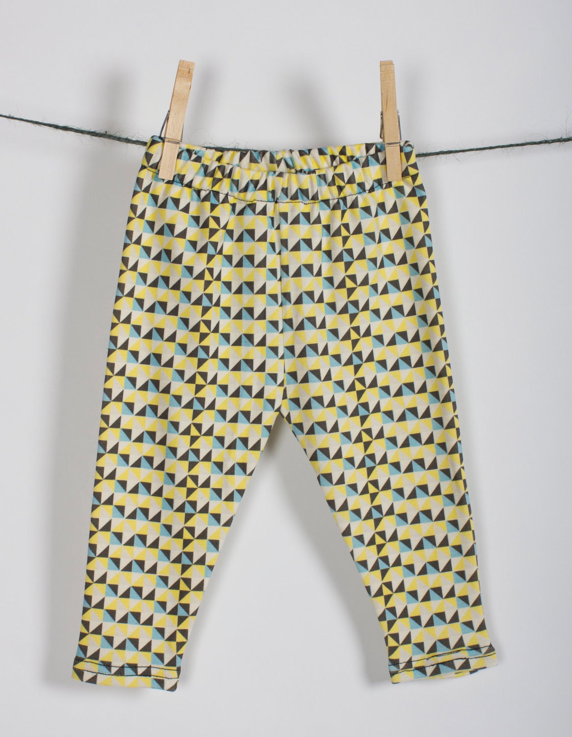littlefour organic cotton knit neon triangle geo print baby leggings NB 3m 6m 12m 18m