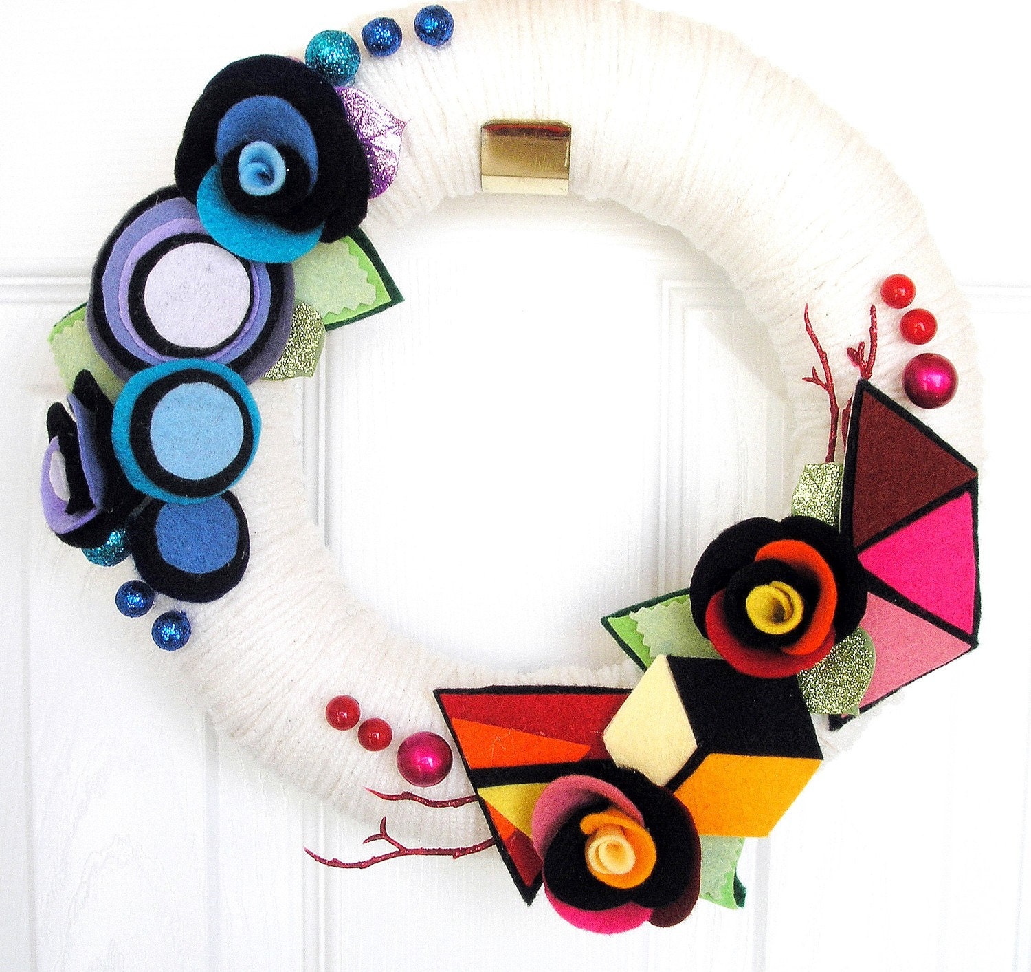 Geometric Garden - The Original Felt Yarn Wreath