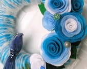 Ombre Blue Jay Yarn Wreath - The Original Felt Yarn Wreath