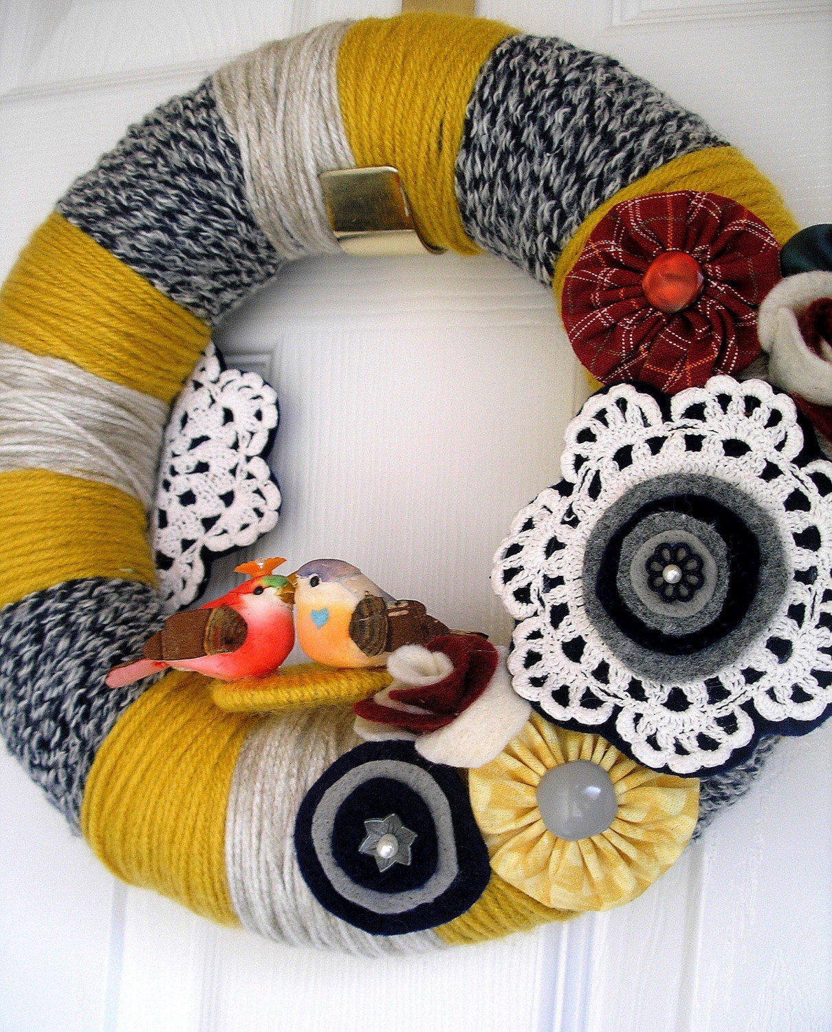 Two Birds Yarn Wreath