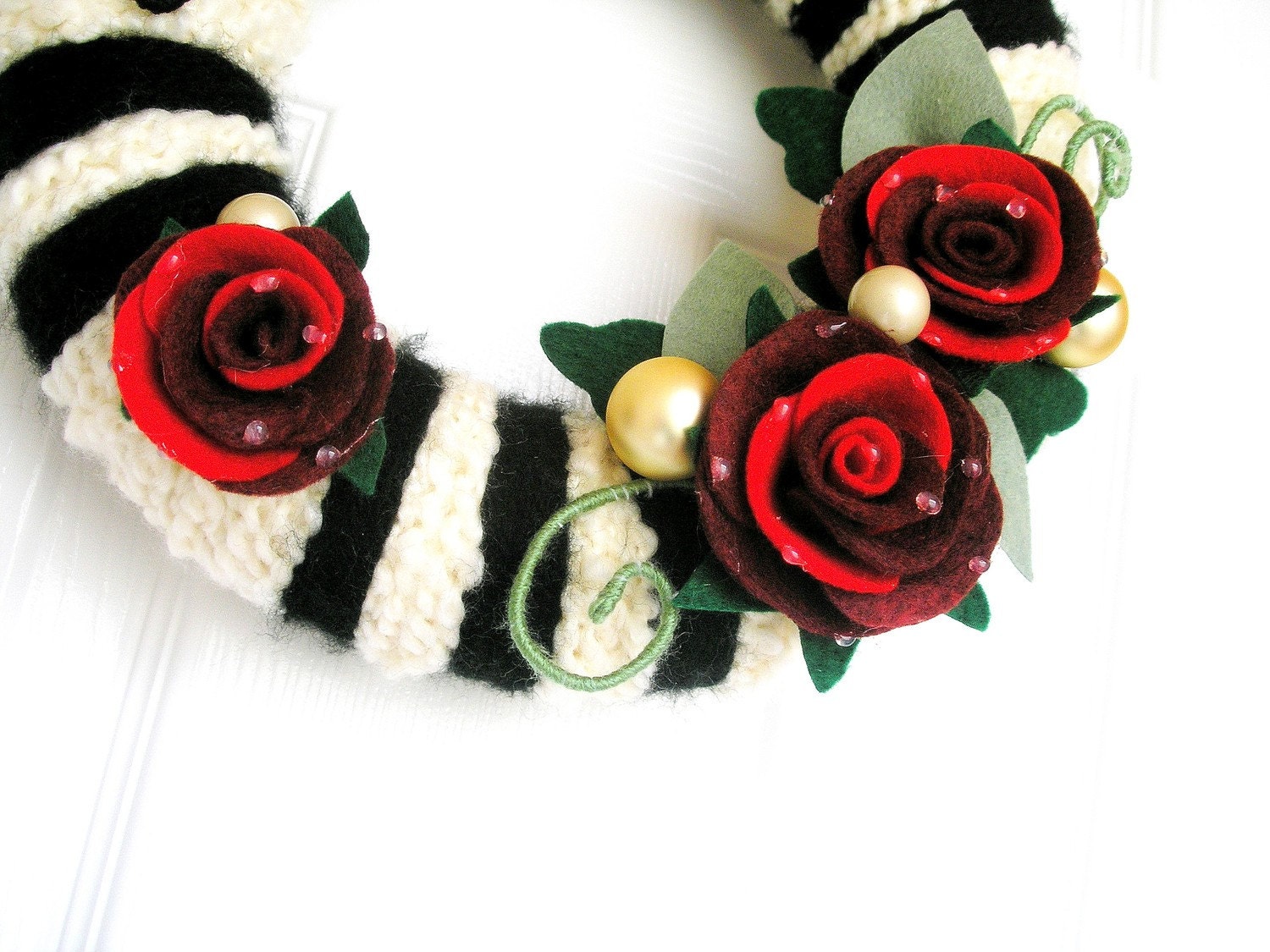 Fabric and Fiber Yarn Door Decoration-The Original Felt Yarn Wreath