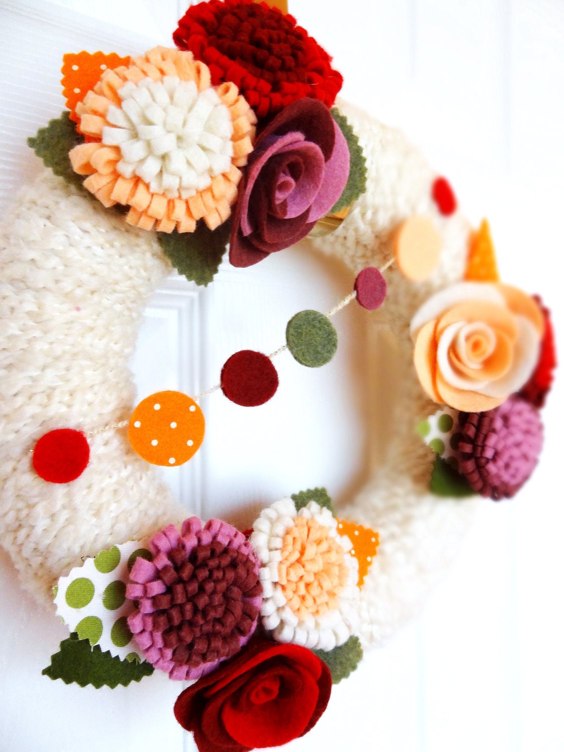 Polka Dot Yarn Wreath - The Original Felt Yarn Wreath