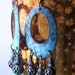 Chandelier Earrings, Hammered Brass, Tropical Ocean Colors, Verdigris Patina
