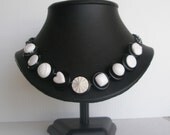 Black and white button necklace, vintage buttons