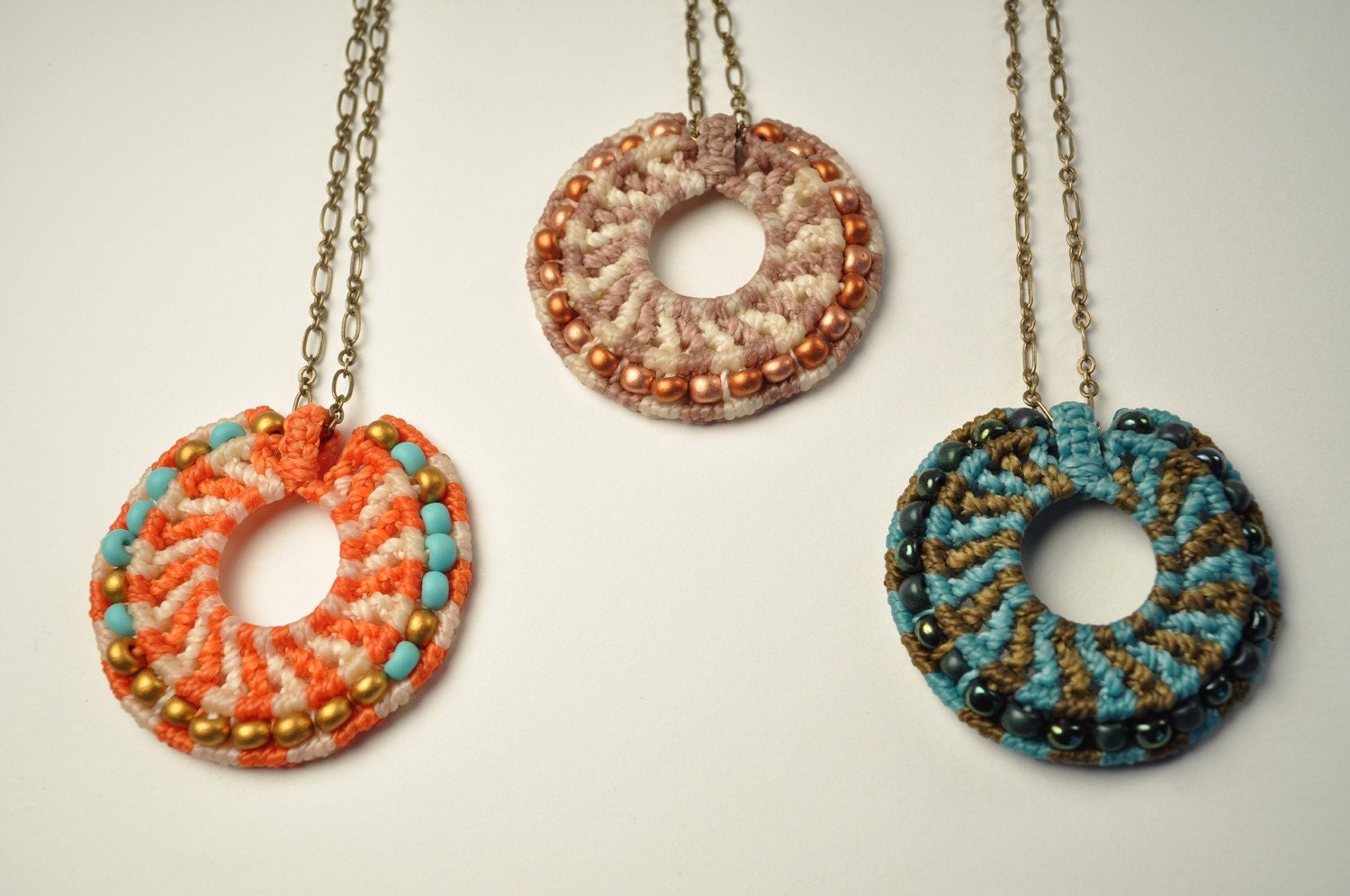 Macrame Circle Necklace with beads