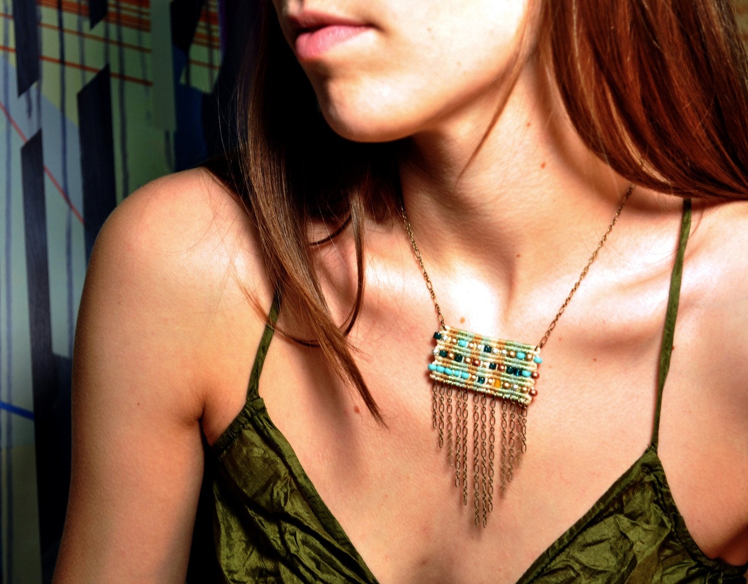 beaded circuit necklace with chain