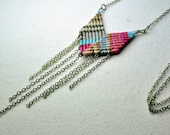 Single Chevron Necklace in Pink and Neutrals