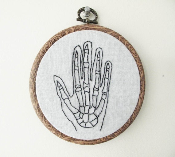 Human Hand Bones Embroidery Wall Art - Phalanges