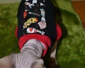 custom sphynx t shirt with kimono kitty detail