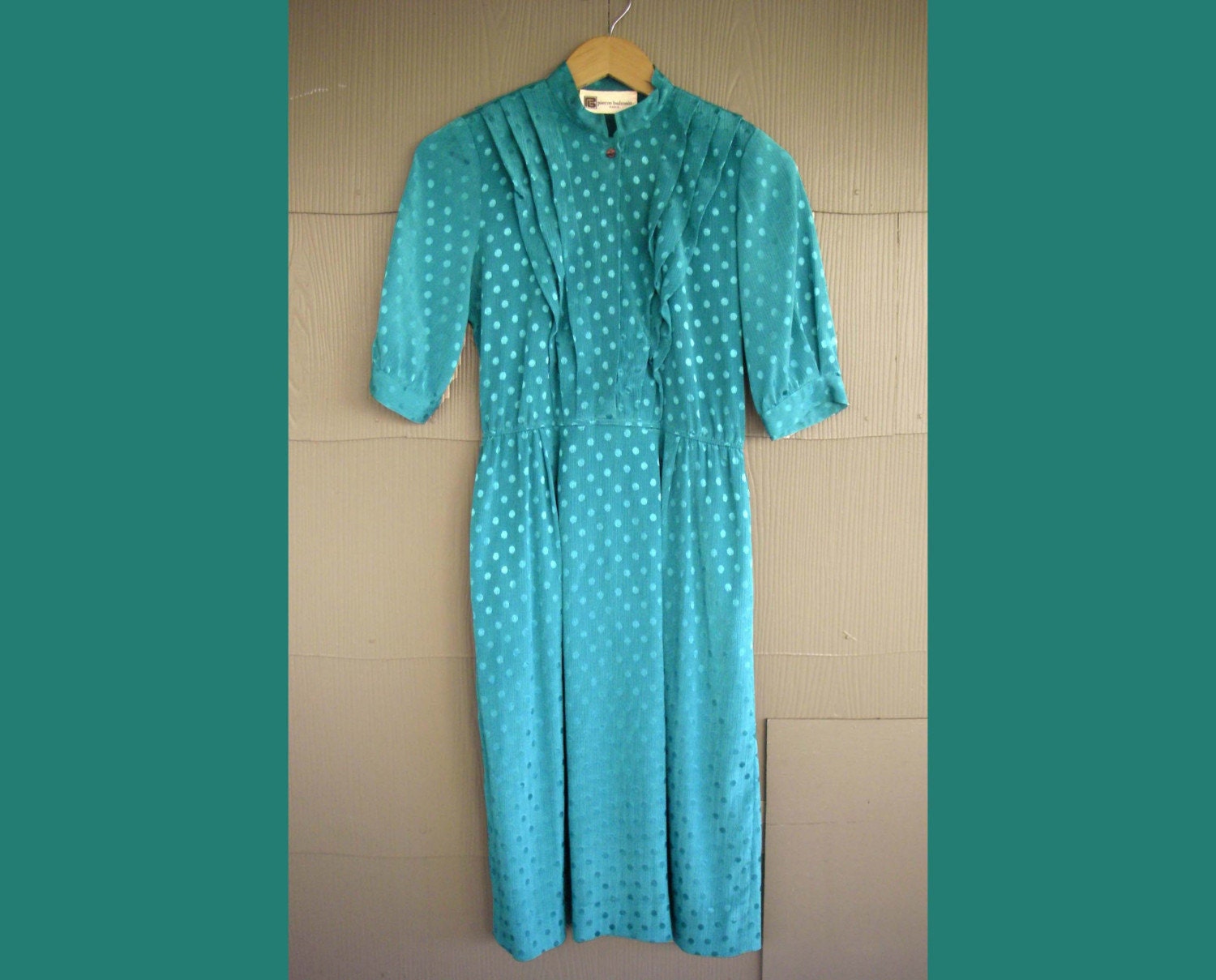 80s Pierre Balmain Teal Dress (XS, S or M)