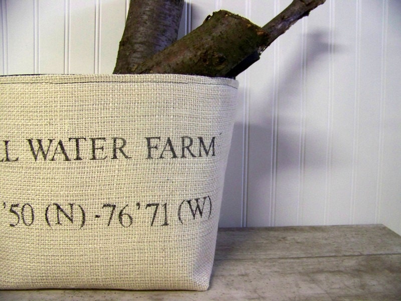 burlap coordinates basket - customizable - stenciled - gift basket