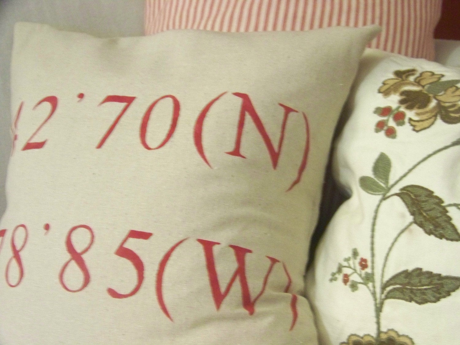 coordinates pillow cover - red - personalized - customizable - linen - gift idea