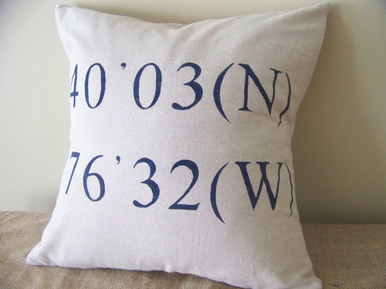 coordinates pillow cover -personalized - navy blue - customizable - linen - gift idea