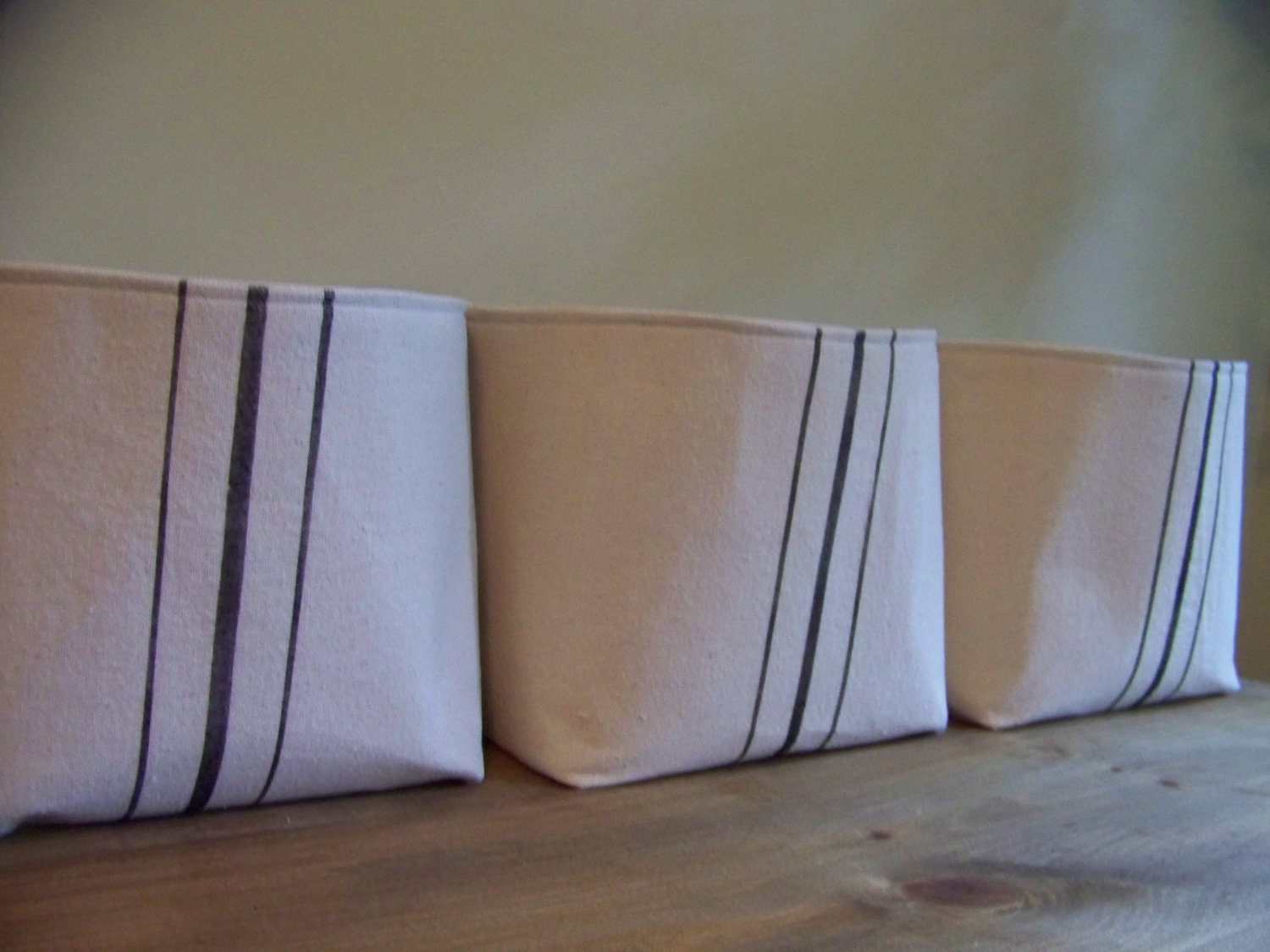grainsack basket - black stripe - vintage style - canvas - storage - organization - gift basket