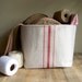 grainsack basket red stripe - vintage style - canvas - storage - organization - gift basket