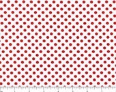 Lots of Dots White with Red Peppermint Dot Polka Dots Cotton FABRIC - 1 Yard
