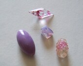Pretty Pink and Purple Vintage Glass Beads Set of Four