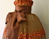 Copper Constellation Flower Girl Dress-  Chocolate Brown Sash Example