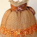 Copper Constellation Flower Girl Dress-  Chocolate Brown Sash Example