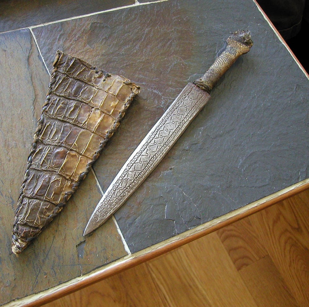 Vintage Antique Native Dagger Exotic Monitor Lizard Alligator Knife