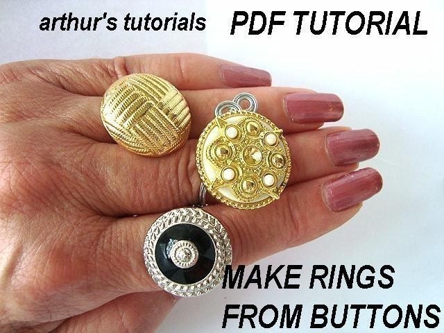 Ring tutorial, Make Button Bling Rings,  TUTORIALS..NUM. 42B. more jewelry tutorials in my shop