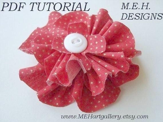 fabric flower TUTORIAL.... SWEETHEART FLOWER, num. 14,  For pins, clippies, brooches, hairpins, barrettes, headbands and more.