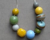 lichen necklace - vintage lucite and silverplated chain