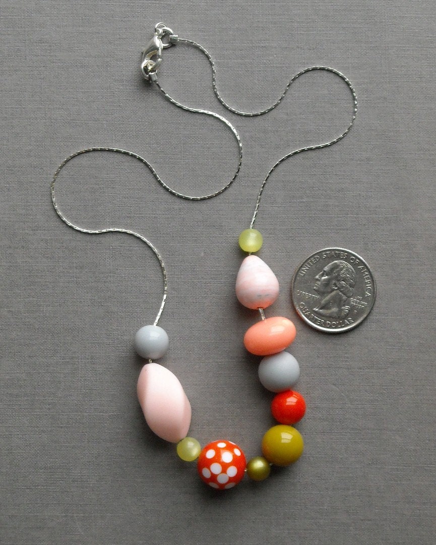 ambrosia necklace - vintage lucite and silverplated chain