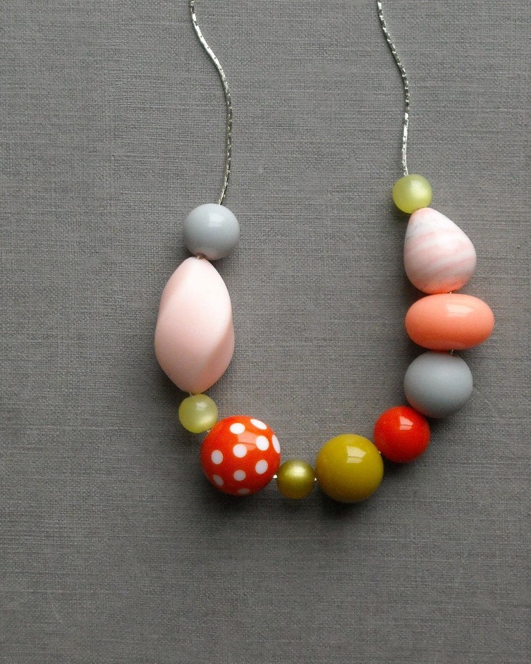 ambrosia necklace - vintage lucite and silverplated chain